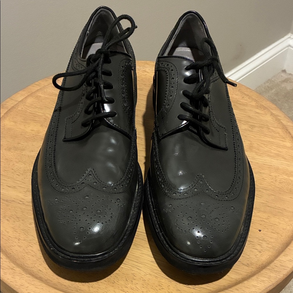 Kenneth Cole Collection Rig Wall Dark Gray Leather Wingtip